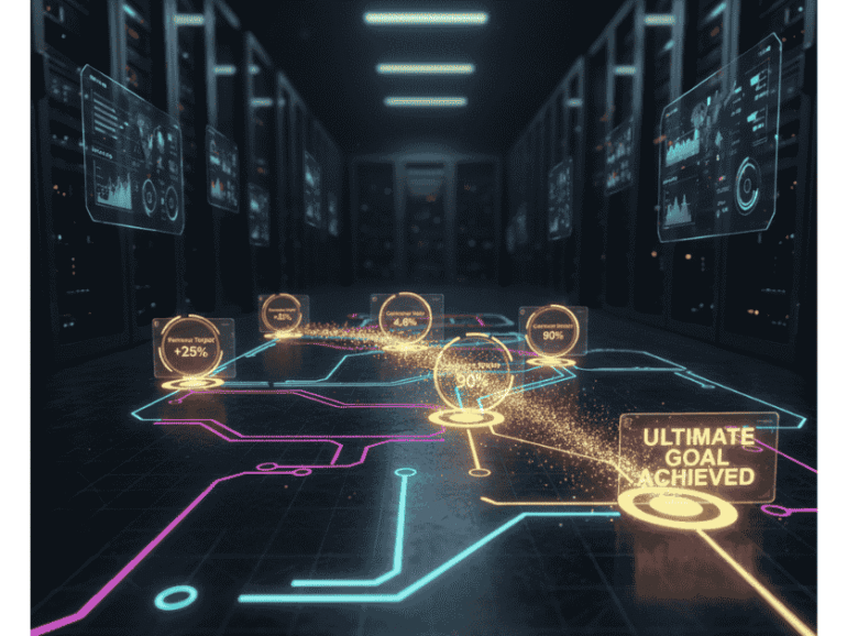 Digital map with glowing milestones showing essential ecommerce kpi