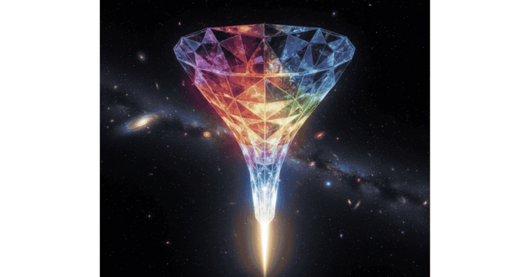 Floating crystal funnel glowing in stages demonstrating How to Design Sales Funnel