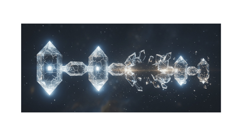 A chain of floating crystals, some cracked or missing to indicate potential drop-offs.