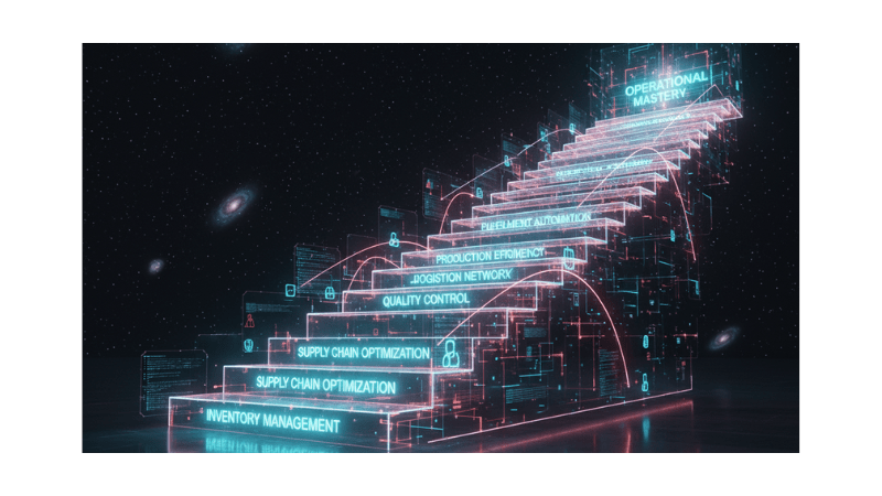 Fractal logistics maze: glowing pathways show optimization routes.