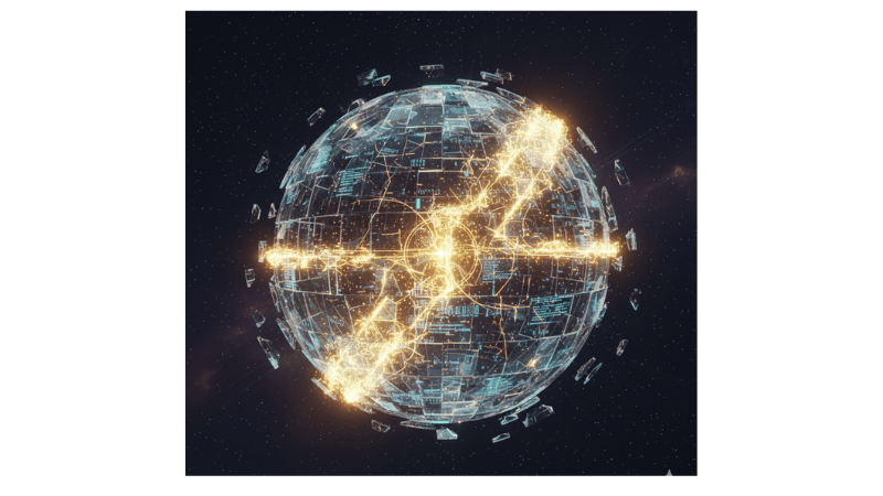 A cracked sphere mending seamlessly.

